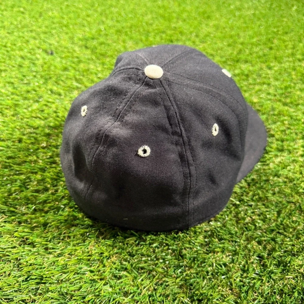 Vintage New Era Pro Model NU Fitted Hat Size 7 Made USA Black‎ Green Brim